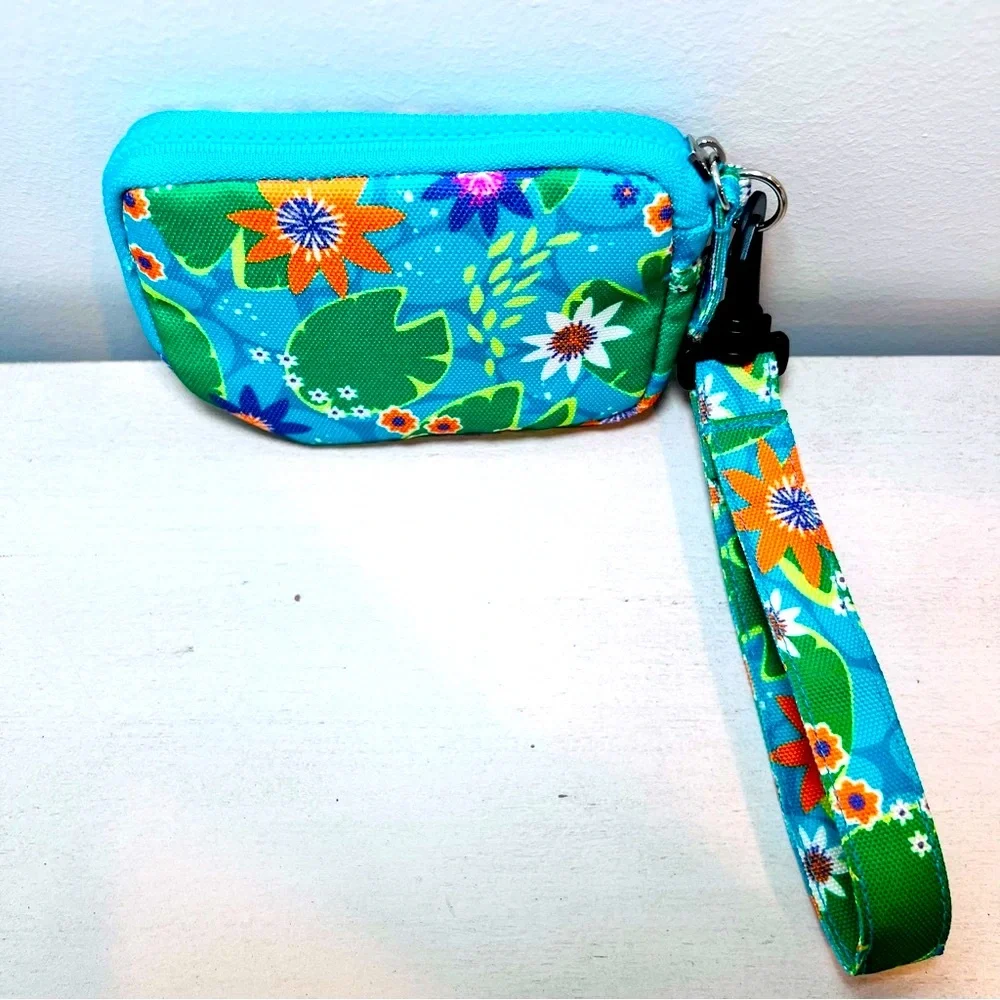LITTLE BROWNIE BAKERS Axolotl Floral Zip Wallet Teal Wristlet Kids NWOT Gift